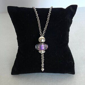 Chamilia Sterling Silver 925 Beaded Cable Chain Adjustable Y Drop Necklace 26"